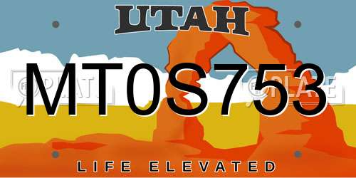MT0S753 Utah License Plate