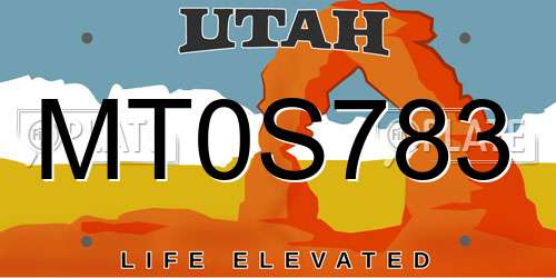 MT0S783 Utah License Plate