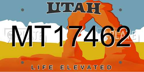 MT17462 Utah License Plate