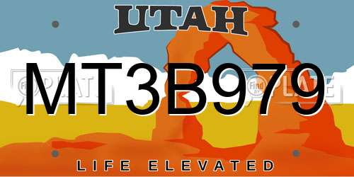 MT3B979 Utah License Plate