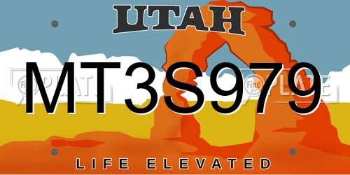 MT3S979 Utah License Plate