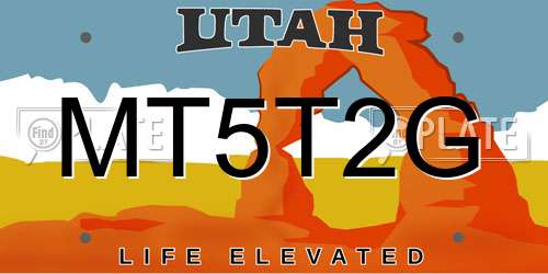 MT5T2G Utah License Plate