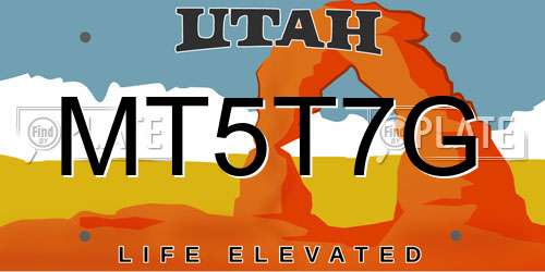 MT5T7G Utah License Plate
