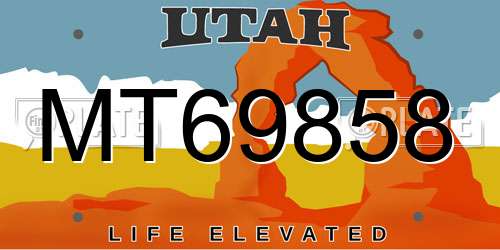 MT69858 Utah License Plate