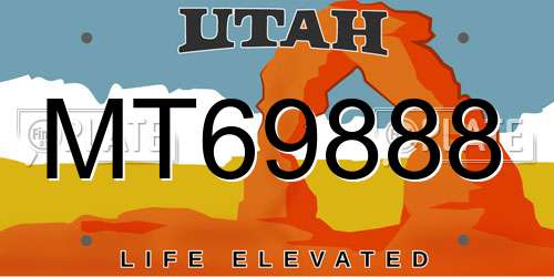 MT69888 Utah License Plate