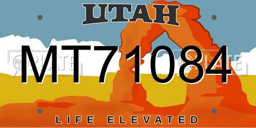 MT71084 Utah License Plate