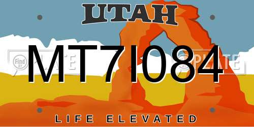 MT7I084 Utah License Plate