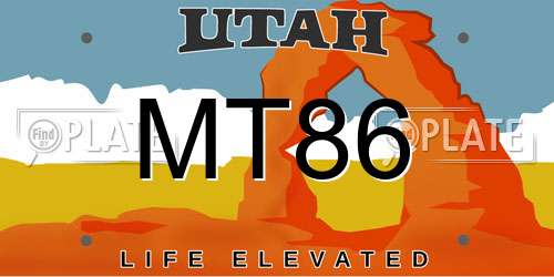 MT86 Utah License Plate