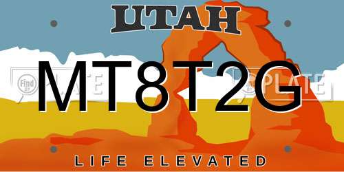 MT8T2G Utah License Plate