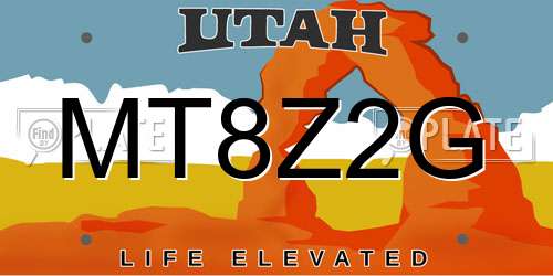 MT8Z2G Utah License Plate