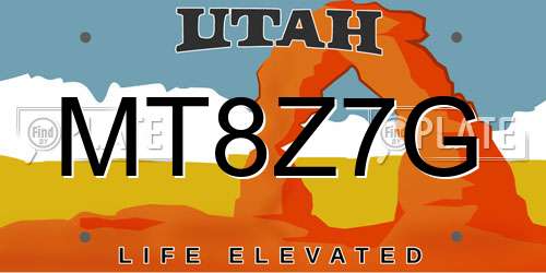 MT8Z7G Utah License Plate