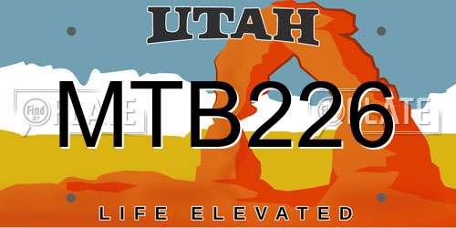 MTB226 Utah License Plate