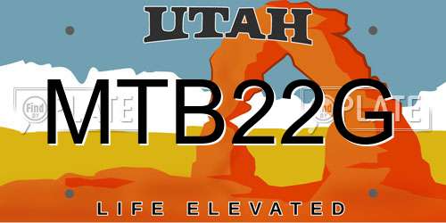 MTB22G Utah License Plate