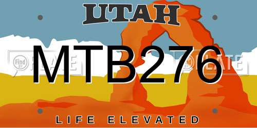 MTB276 Utah License Plate