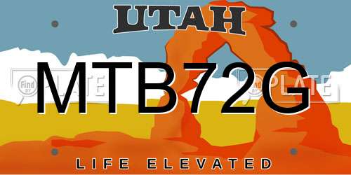 MTB72G Utah License Plate
