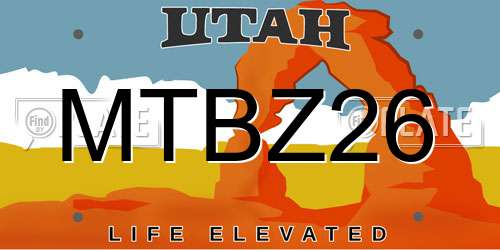 MTBZ26 Utah License Plate
