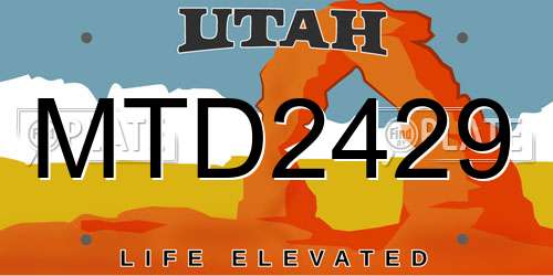 MTD2429 Utah License Plate
