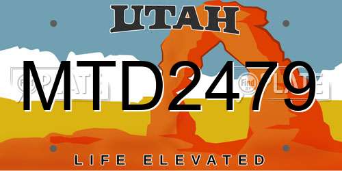 MTD2479 Utah License Plate