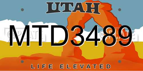 MTD3489 Utah License Plate