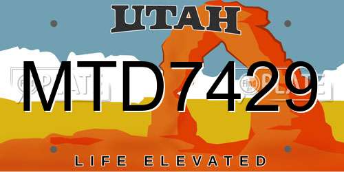 MTD7429 Utah License Plate