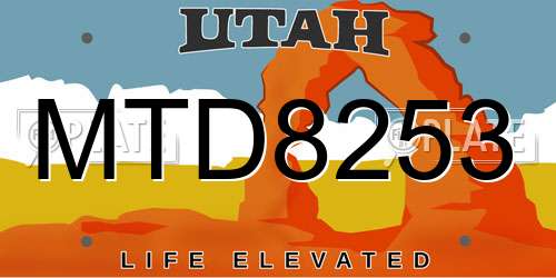 MTD8253 Utah License Plate