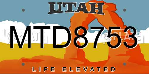 MTD8753 Utah License Plate