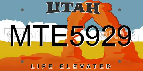 MTE5929 Utah License Plate