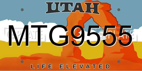 MTG9555 Utah License Plate