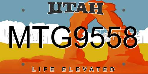 MTG9558 Utah License Plate