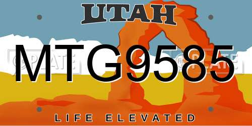 MTG9585 Utah License Plate