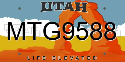 MTG9588 Utah License Plate