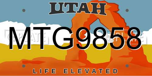 MTG9858 Utah License Plate