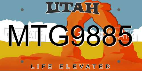 MTG9885 Utah License Plate