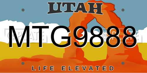 MTG9888 Utah License Plate