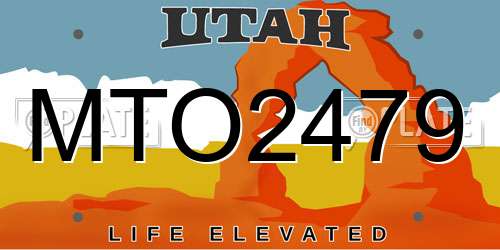 MTO2479 Utah License Plate