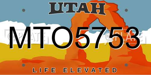 MTO5753 Utah License Plate