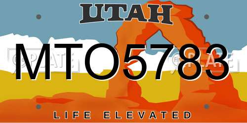 MTO5783 Utah License Plate