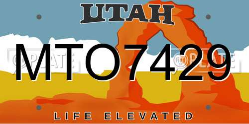 MTO7429 Utah License Plate