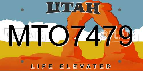 MTO7479 Utah License Plate