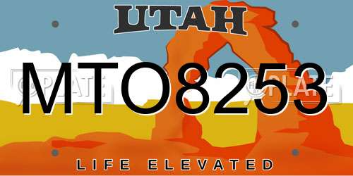 MTO8253 Utah License Plate