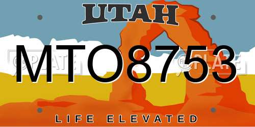 MTO8753 Utah License Plate