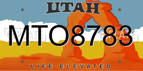 MTO8783 Utah License Plate