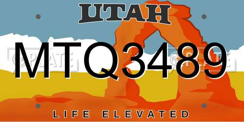 MTQ3489 Utah License Plate