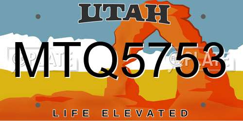 MTQ5753 Utah License Plate