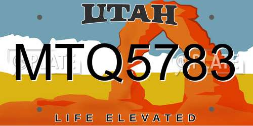 MTQ5783 Utah License Plate