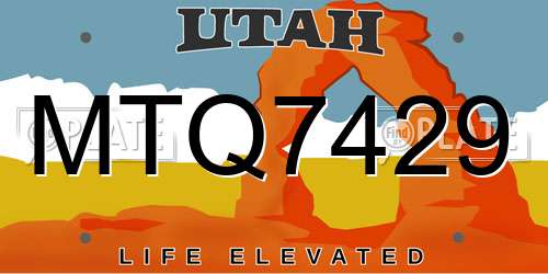 MTQ7429 Utah License Plate