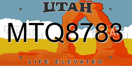 MTQ8783 Utah License Plate