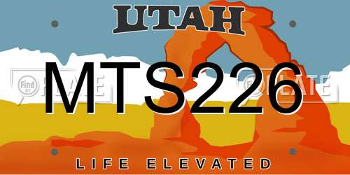 MTS226 Utah License Plate