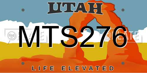 MTS276 Utah License Plate