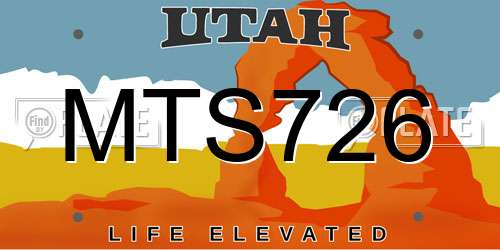 MTS726 Utah License Plate